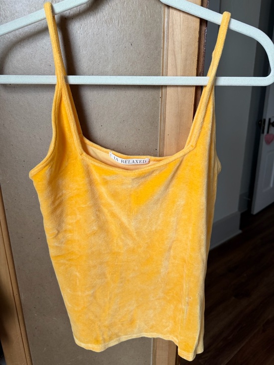 La Relaxed Tops - LA Relaxed: Yellow Velour Tank Top